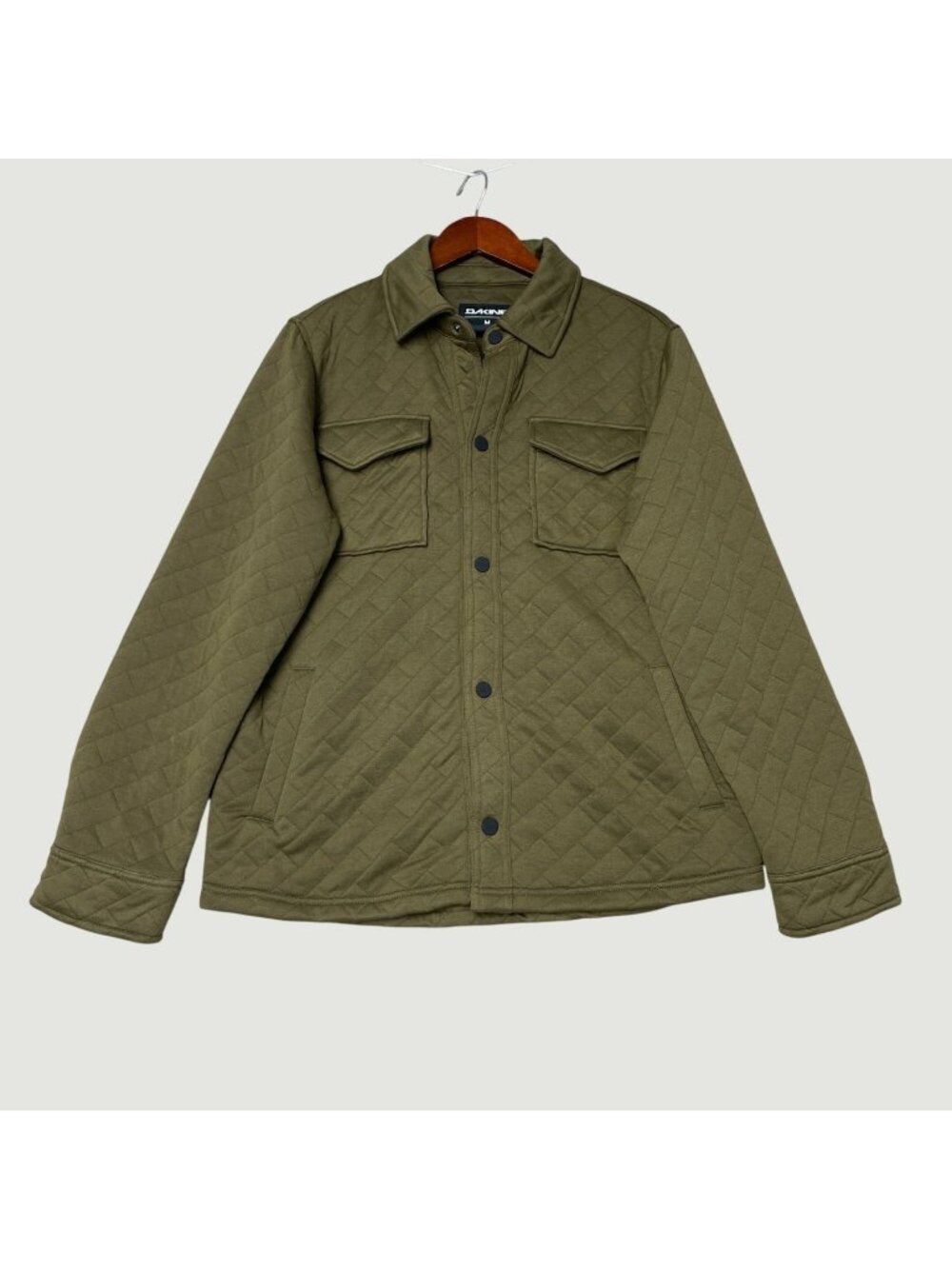 Dakine Men's M Green Quilted Olive Snap-Button Shirt Jacket d1912